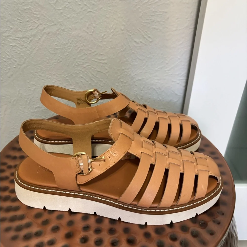 Women's Tan Leather Sandals - Picture 4 of 4